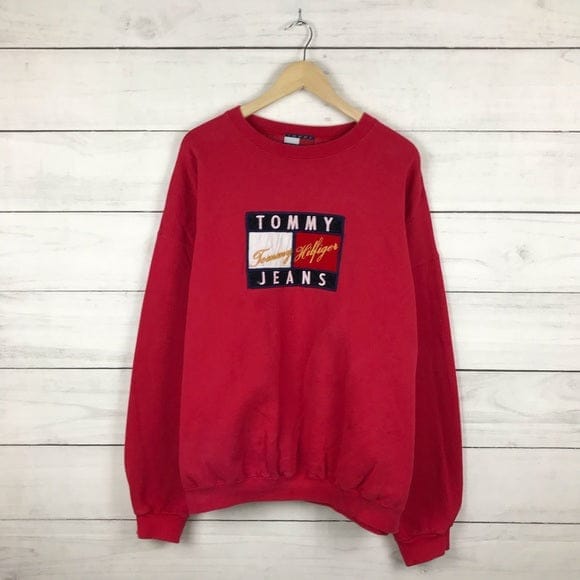 Vintage 1990s Tommy Hilfiger Big Flag Sweatshirt L Sweater Weekends Clothing
