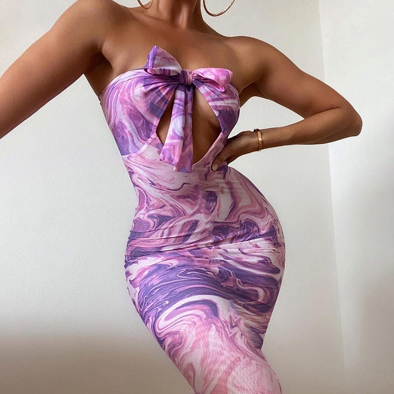 Printed Halter Maxi Dress Small Purple Dress Weekends Clothing