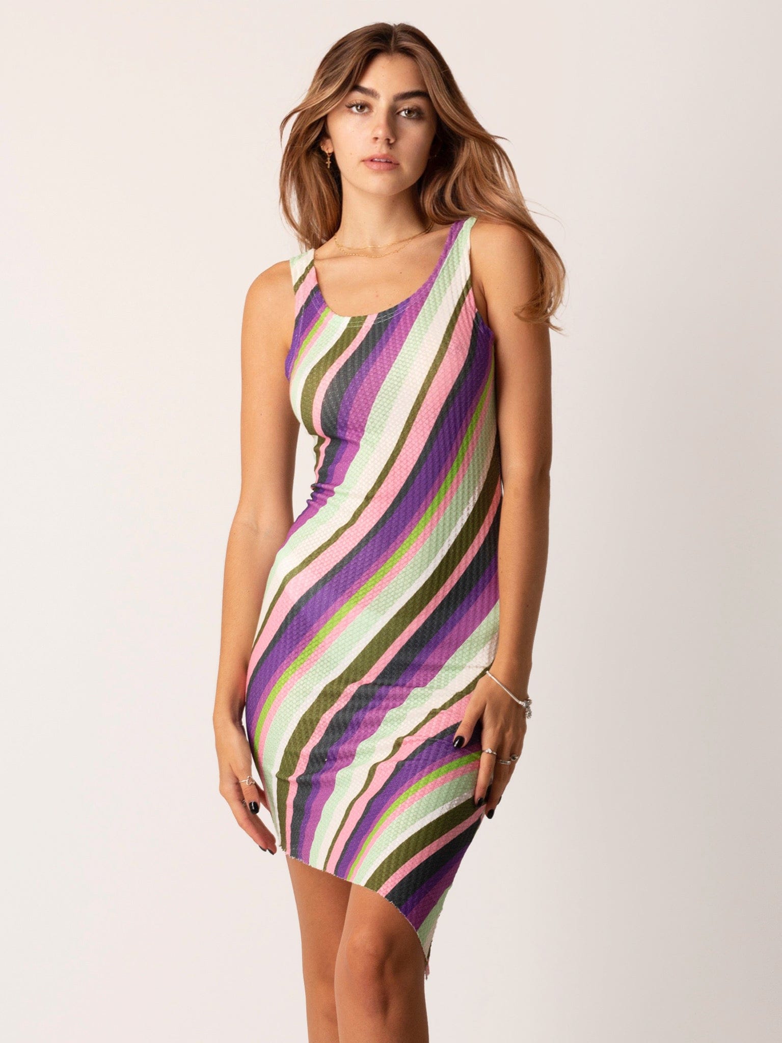 Sleeveless Striped Dress S PURPLE Dress Weekends Clothing