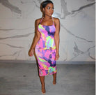 Sling Printed Dress S PINK Dress Weekends Clothing