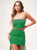 Strapless Skirt Set SMALL Green Sets Weekends Clothing