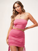 Strapless Skirt Set SMALL Pink Sets Weekends Clothing