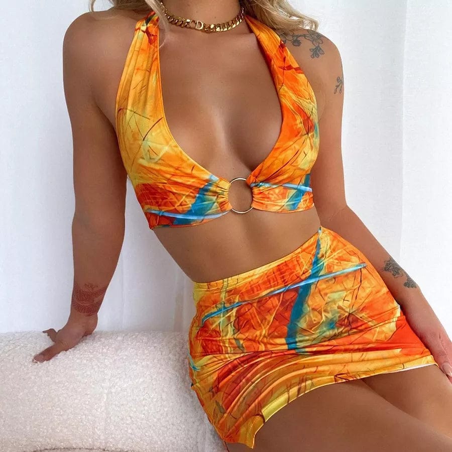 Tapia Set - Printed ORANGE Sets Weekends Clothing