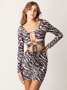 Zebra Print Mini Dress Black Dress Weekends Clothing