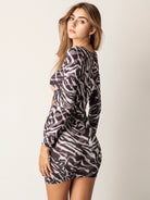 Zebra Print Mini Dress Black Dress Weekends Clothing